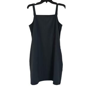 Wayre Sevilla Sleeveless Shift Dress Black Square Neck Travel Dress Size Small